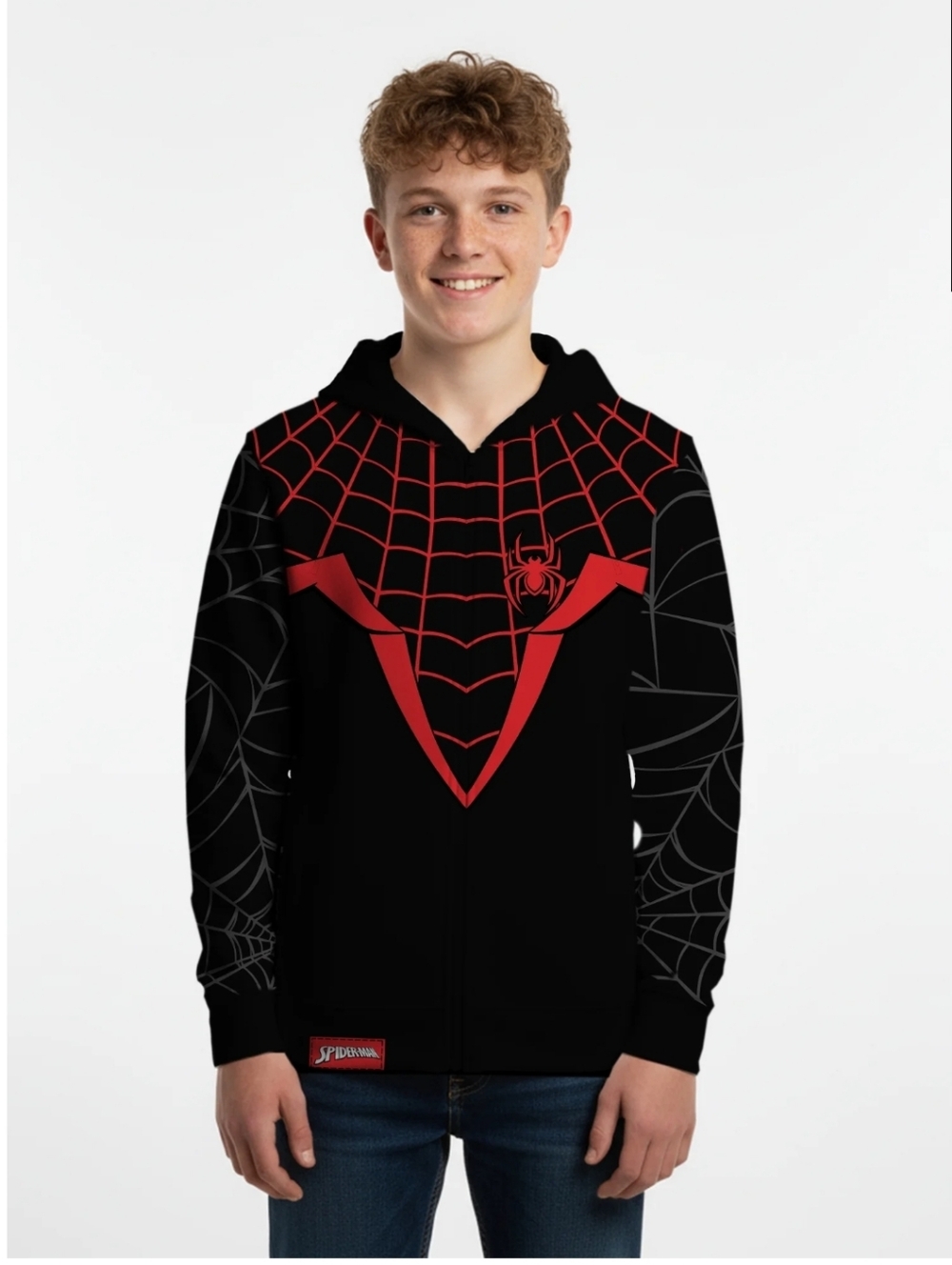 Boys, Licensed Cosplay Full Zip Hoodie Jacket, Miles Morales Spiderman